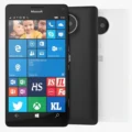 Microsoft Lumia 950 XL smartphone showcasing its sleek design and Windows operating system, captured in high resolution for a detailed view.