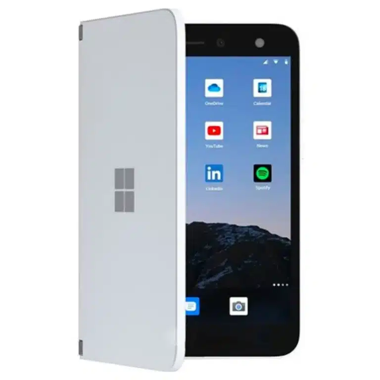 Microsoft Surface Duo Microsoft Surface Duo dual-screen smartphone, demonstrating its innovative design and productivity features, captured in high resolution for a detailed view.