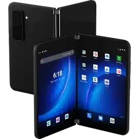 Microsoft Surface Duo 2, the innovative dual-screen smartphone, displaying its sleek design and versatile functionality, captured in high resolution for detailed viewing.