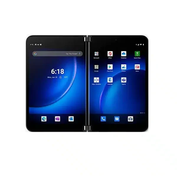 Microsoft Surface Duo 2, the innovative dual-screen smartphone, displaying its sleek design and versatile functionality, captured in high resolution for detailed viewing.