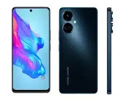 A close-up image of the Tecno Camon 19 Pro smartphone, highlighting its large 6.8-inch display, sleek design with a textured matte finish, and a powerful triple rear camera setup with 64MP and OIS features.