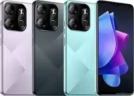 A close-up image of the Tecno Spark Go 2023 smartphone, showcasing its sleek design and modern features.