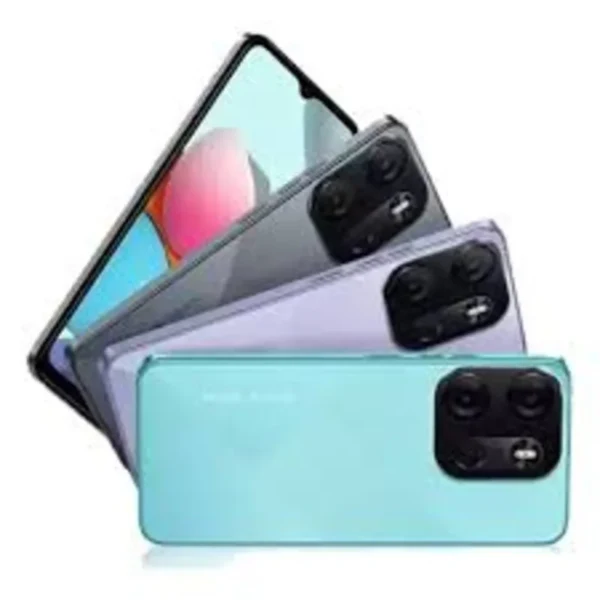 Image of the Tecno Spark Go 2023 smartphone highlighting its sleek design, bright display, and dual-camera setup.