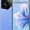 Tecno Camon 20 Pro 5G smartphone against a bright background, showcasing its sleek design and advanced camera capabilities.