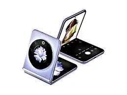 A sleek and modern smartphone, the Tecno Phantom V Flip, featuring an innovative flip design.