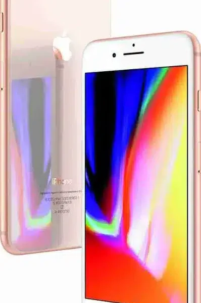 iPhone 8 in black on a neutral background.