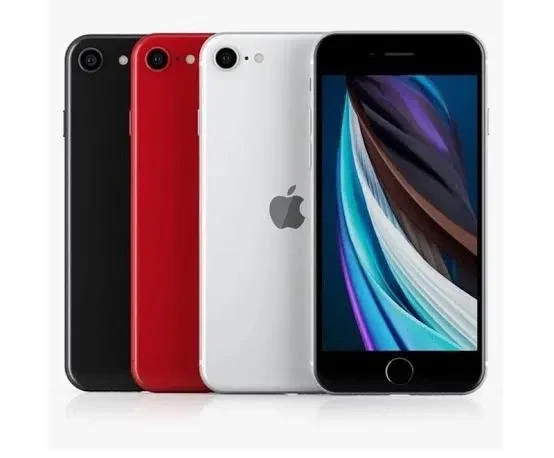 iPhone SE in red with a black front.