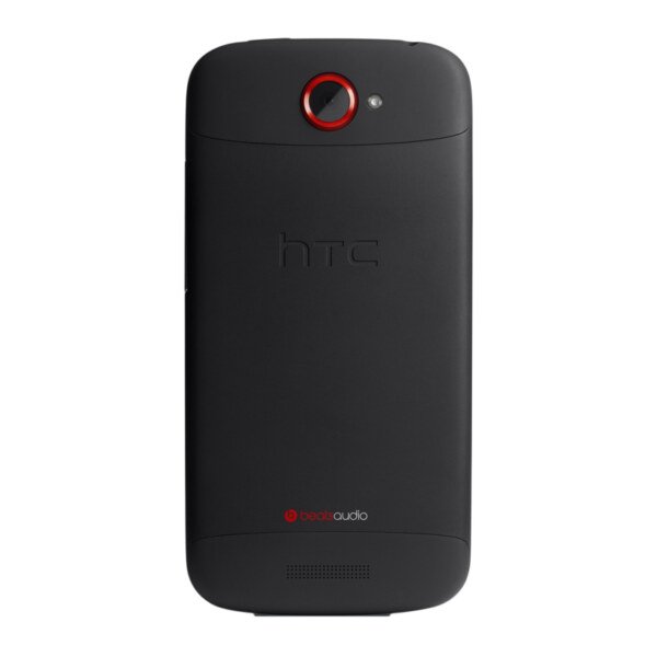 HTC One S smartphone displaying its sleek, metallic body with a vibrant screen.