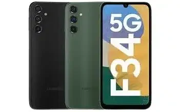 Samsung Galaxy F34 , showcasing its sleek design, 6.5-inch FHD+ 120Hz AMOLED display, and powerful 50MP camera.