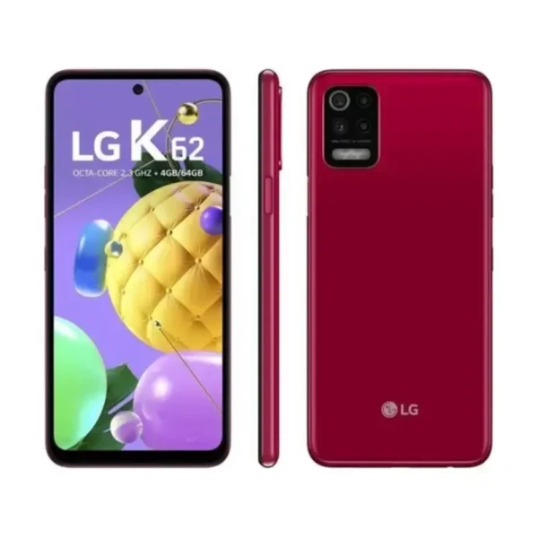 An LG K62 smartphone displaying its large screen and sleek design, ready to empower users with its advanced features.