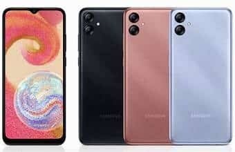 Samsung Galaxy A04 showcasing its sleek design and advanced features.