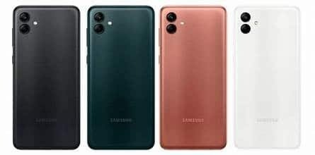 Samsung Galaxy A04 showcasing its sleek design and advanced features.