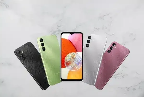 Samsung Galaxy A14 showcasing its stunning 6.4-inch display and high-performance camera system.