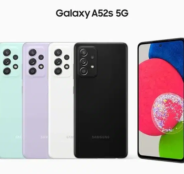 Samsung Galaxy A52s 5G smartphone displaying its captivating design and advanced features.
