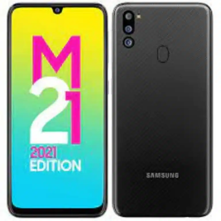Samsung Galaxy M21 - A sleek smartphone with a 6.4-inch Super AMOLED display, Exynos 9611 chipset, triple-camera setup, and a massive 6000mAh battery for an elevated mobile experience.