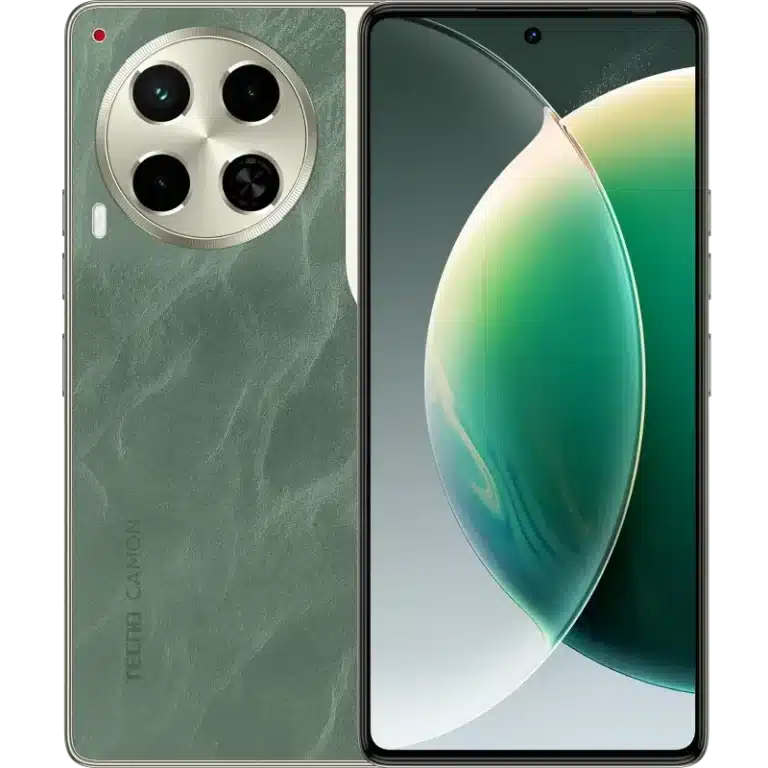 A sleek smartphone, the Tecno Camon 30 5G, featuring advanced technology and 5G connectivity.