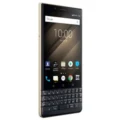 Image of the BlackBerry KEY2 LE smartphone, highlighting its physical keyboard and touchscreen display.