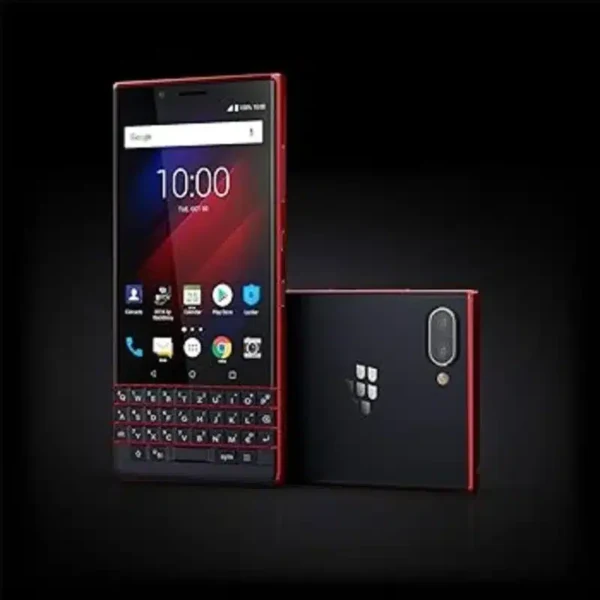 Image of the BlackBerry KEY2 LE smartphone, highlighting its physical keyboard and touchscreen display.