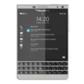 A black BlackBerry Passport smartphone featuring a square-shaped display and a physical keyboard, symbolizing productivity and elegance in mobile technology.