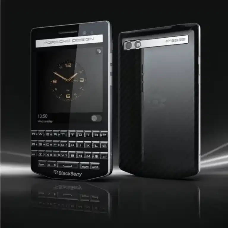 Image of the BlackBerry Porsche Design P'9983, showcasing its elegant design and QWERTY keyboard.