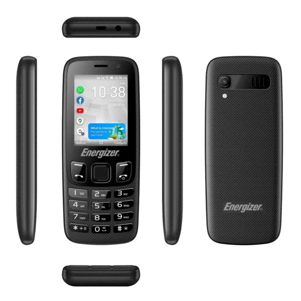 Energizer E242s phone showcasing its sleek design and essential features, captured in high resolution for a detailed view