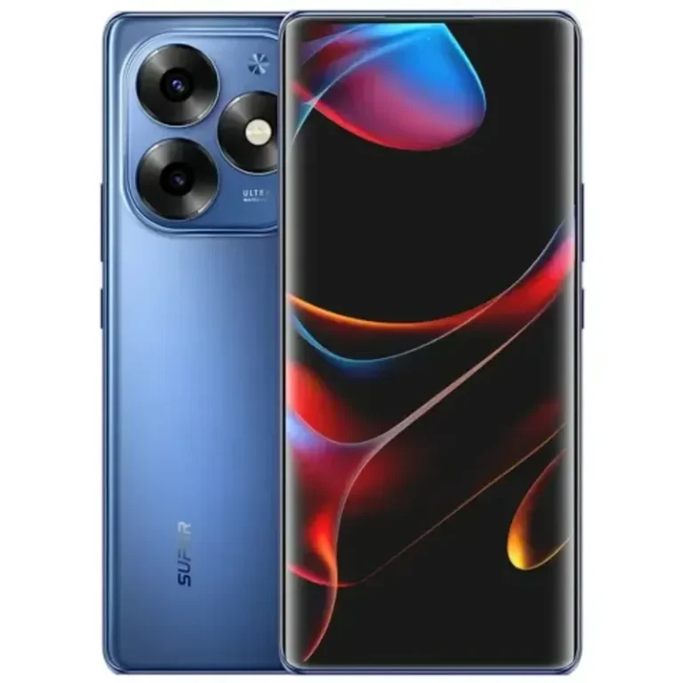 itel S23+ A close-up image of the itel S23+, a smartphone with a large display and modern design, showcasing its vibrant screen and camera setup.