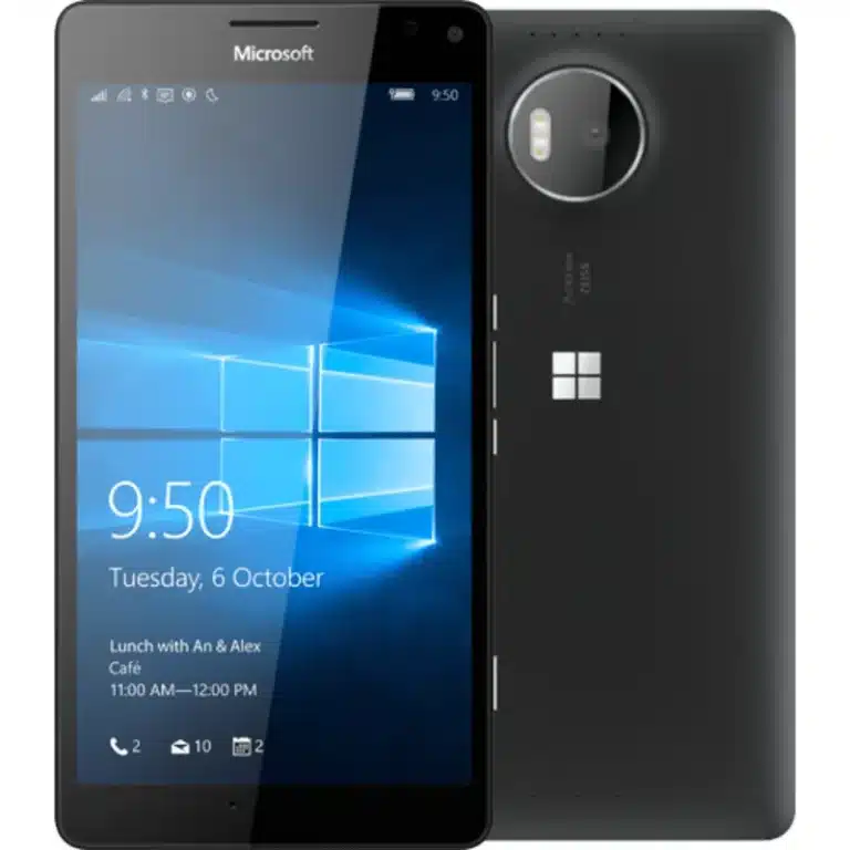 Microsoft Lumia 950 XL Dual SIM smartphone showcasing its elegant design and Windows-powered interface, captured in high resolution for detailed viewing.