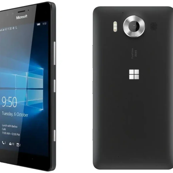 Microsoft Lumia 950 smartphone showcasing its sleek design and innovative features, captured in high resolution.