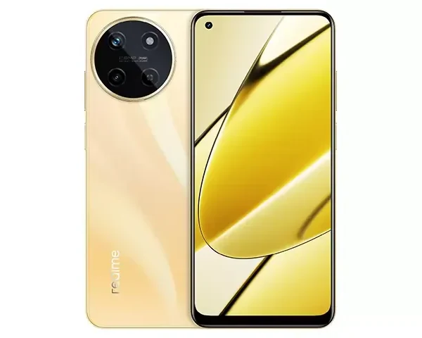Realme 11 smartphone showcasing its sleek design and impressive features, captured in high resolution for a detailed view.