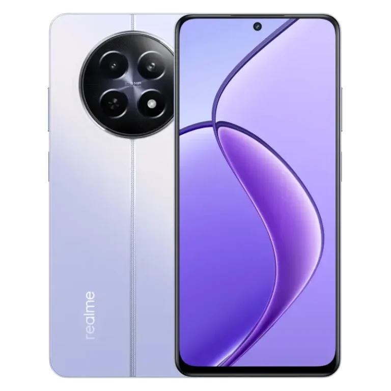 Realme 12 smartphone showcasing its modern design and advanced camera system, captured in high resolution for a detailed view.