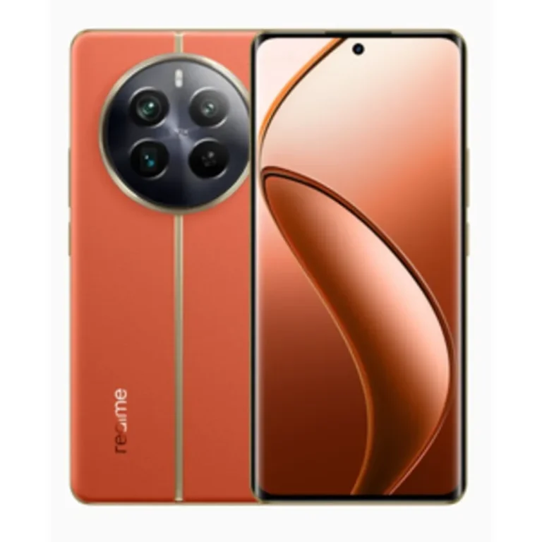Realme 12+ smartphone showcasing its sleek design and advanced camera system, captured in high resolution to highlight its features.
