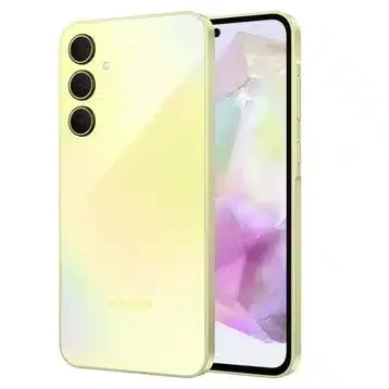 Samsung Galaxy A35 smartphone displaying its sleek design and vibrant display, captured in high resolution for detailed viewing.