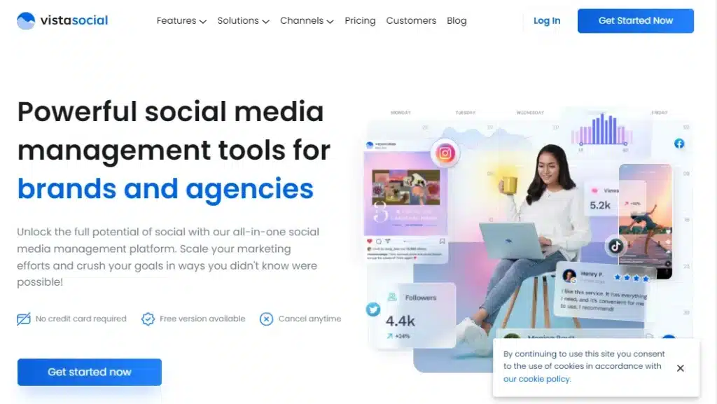 Vista Social's comprehensive ai tools for scheduling, engagement, and analytics.