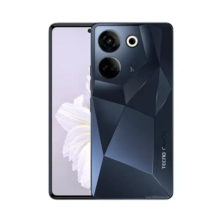 Tecno Camon 20 Pro 5G Tecno Camon 20 Pro 5G smartphone against a bright background, showcasing its sleek design and advanced camera capabilities.