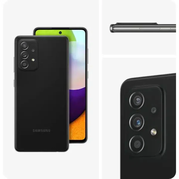 Samsung Galaxy A52 smartphone showcasing its sleek design and advanced features, captured in high resolution for a detailed view