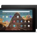 Amazon Fire HD 10 (2019) tablet displaying its vibrant screen and sleek design, captured in high resolution for detailed viewing