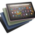 Amazon Fire HD 10 (2021) tablet displaying its vibrant screen and sleek design, captured in high resolution for a detailed view