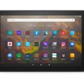 Amazon Fire HD 10 (2021) tablet displaying its vibrant screen and sleek design, captured in high resolution for a detailed view