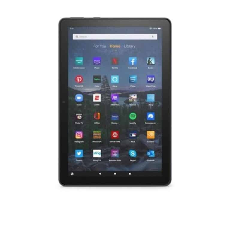 Amazon Fire HD 10 Plus (2021) tablet showcasing its sleek design and vibrant display, captured in high resolution for a detailed view