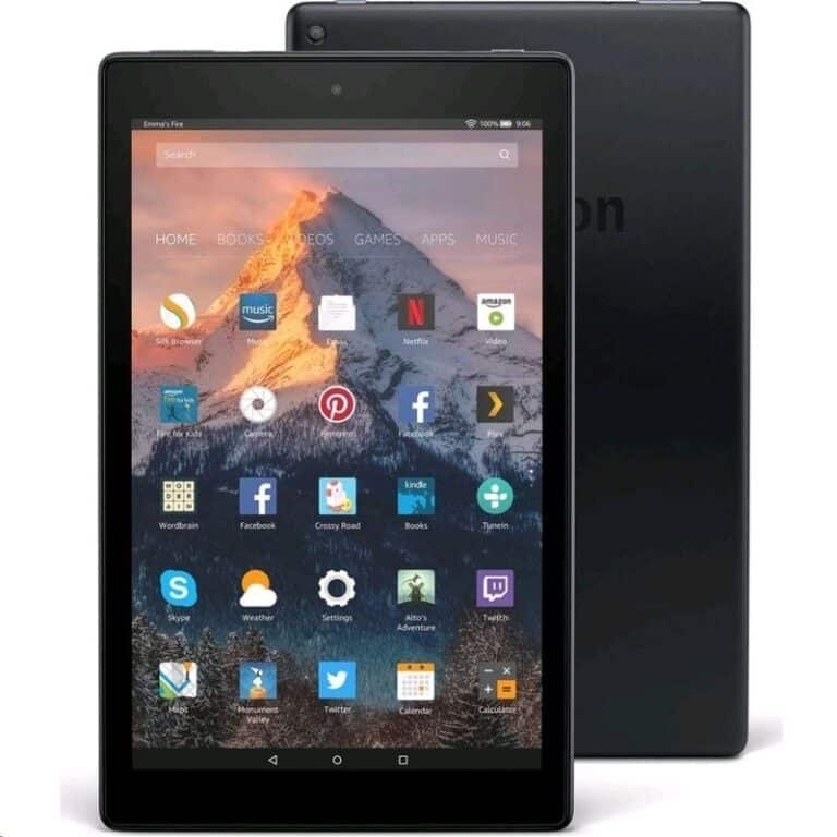 Amazon Fire HD 10 (2019) Amazon Fire HD 10 (2019) tablet displaying its vibrant screen and sleek design, captured in high resolution for detailed viewing