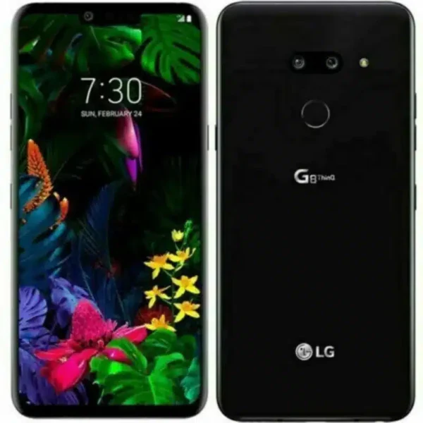 Image of the LG G8 ThinQ smartphone, displaying its sleek design and vibrant screen.