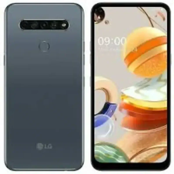 A stylish LG K61 smartphone with a large display and powerful camera system, showcasing its sleek design and premium features.