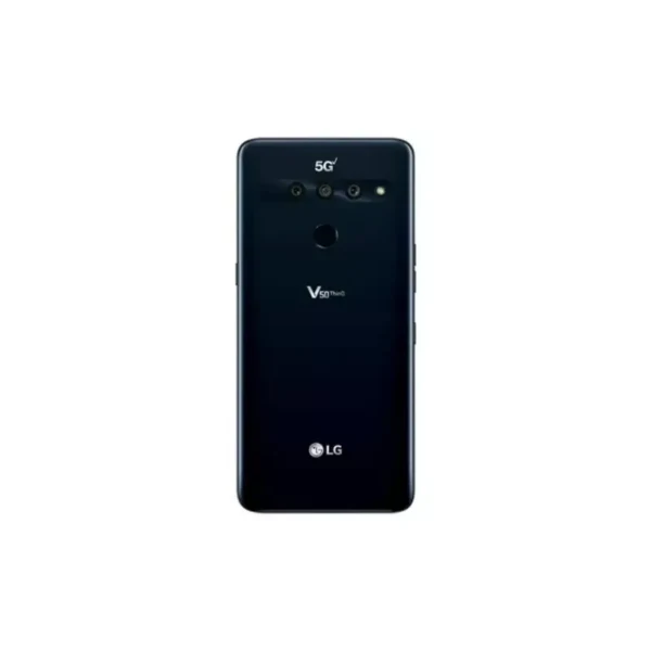 A photo of the LG V50 ThinQ 5G smartphone, featuring a sleek design with a large display and multiple camera lenses, symbolizing advanced technology and 5G connectivity.