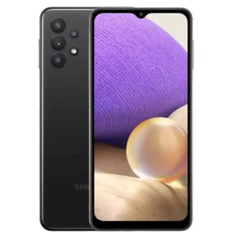 Samsung Galaxy A32 smartphone highlighting its sleek design and advanced features, captured in high resolution for detailed viewing