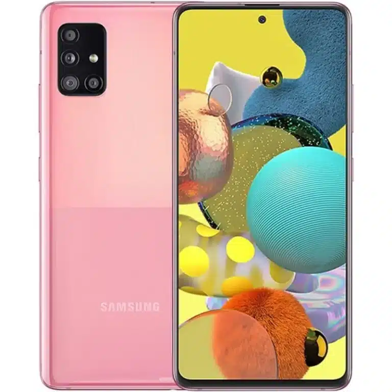 Samsung Galaxy A51 5G UW Samsung Galaxy A51 5G UW smartphone featuring its sleek design and 5G connectivity, captured in high resolution for detailed viewing