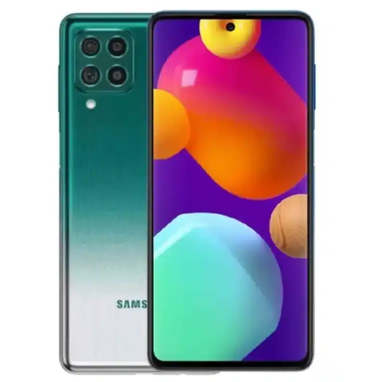 Samsung Galaxy M62 smartphone showcasing its sleek design and powerful performance, captured in high resolution for a detailed view