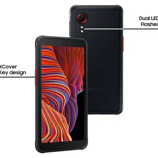 Samsung Galaxy Xcover 5 rugged smartphone featuring its durable design and advanced functionalities, captured in high resolution for a detailed view