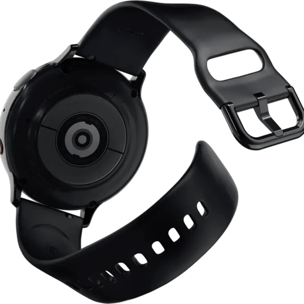 A sleek black Samsung Galaxy Watch Active2 on a wrist.