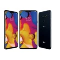 An image of the LG V40 ThinQ smartphone, displaying its sleek design and vibrant OLED screen.