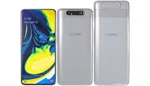 A sleek black smartphone with a rotating camera mechanism.